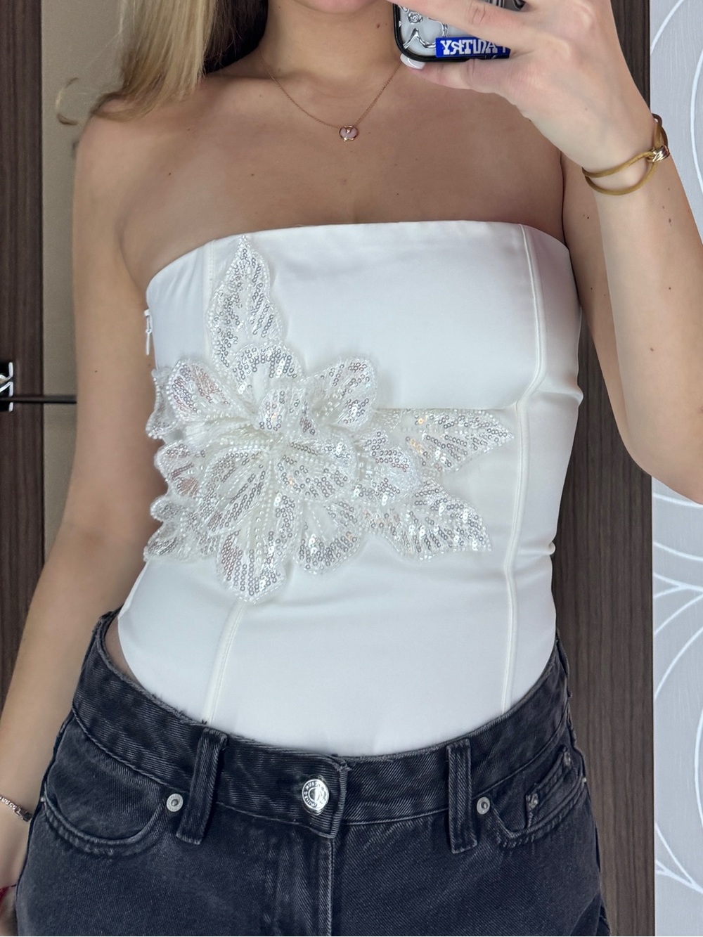 White Fox Boutique martini hour strapless bustier cream size S